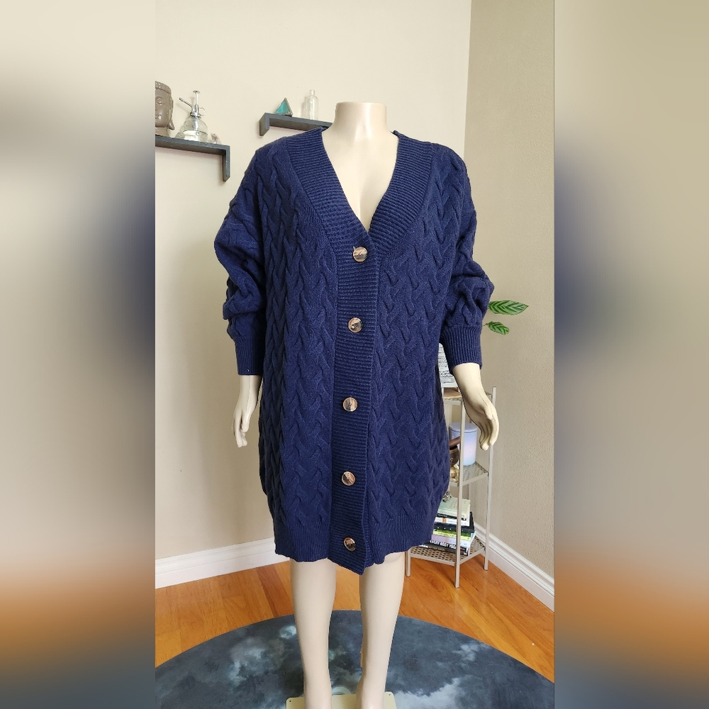 ELOQUII CABLE KNIT SWEATER DRESS
